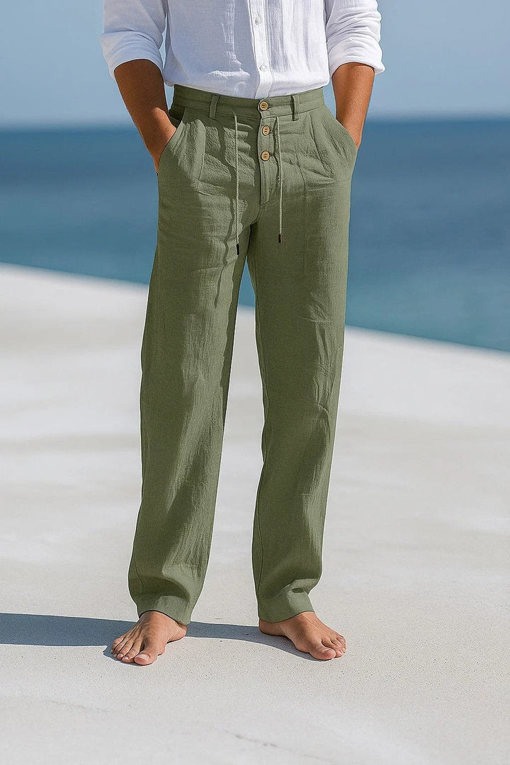 Summer-ready men's lightweight chino pants with a relaxed fit, perfect for warm weather and comfortable everyday style.