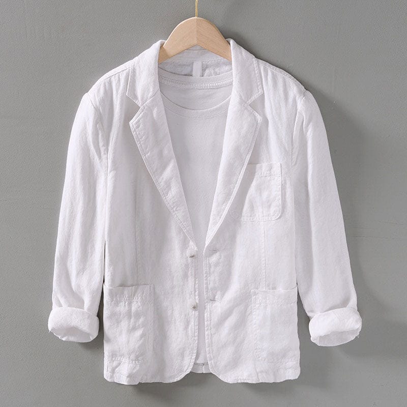 Modern men's lightweight casual blazer in a breathable fabric, offering an unstructured fit for a relaxed, smart look.