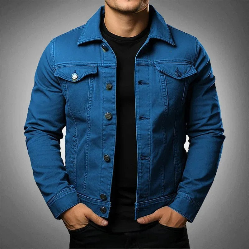 Versatile men's button-up jacket, ideal for spring fashion & modern casual outerwear. Comfortable fit.