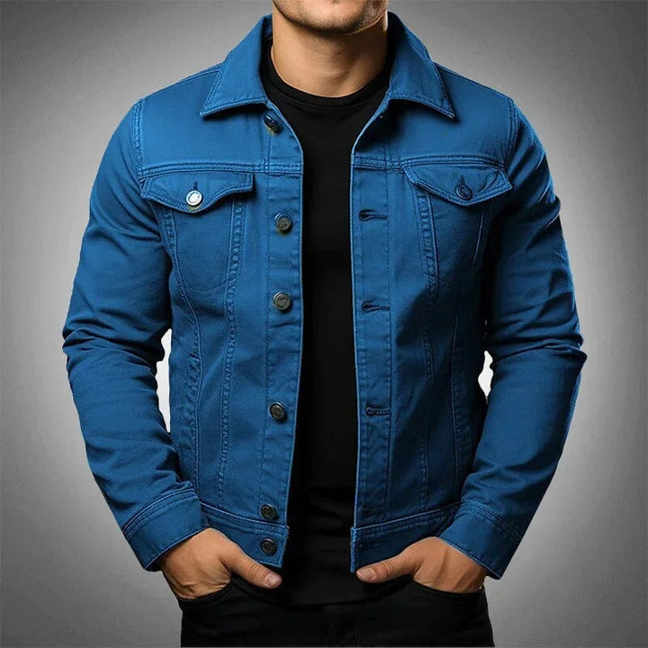 Versatile men's button-up jacket, ideal for spring fashion & modern casual outerwear. Comfortable fit.