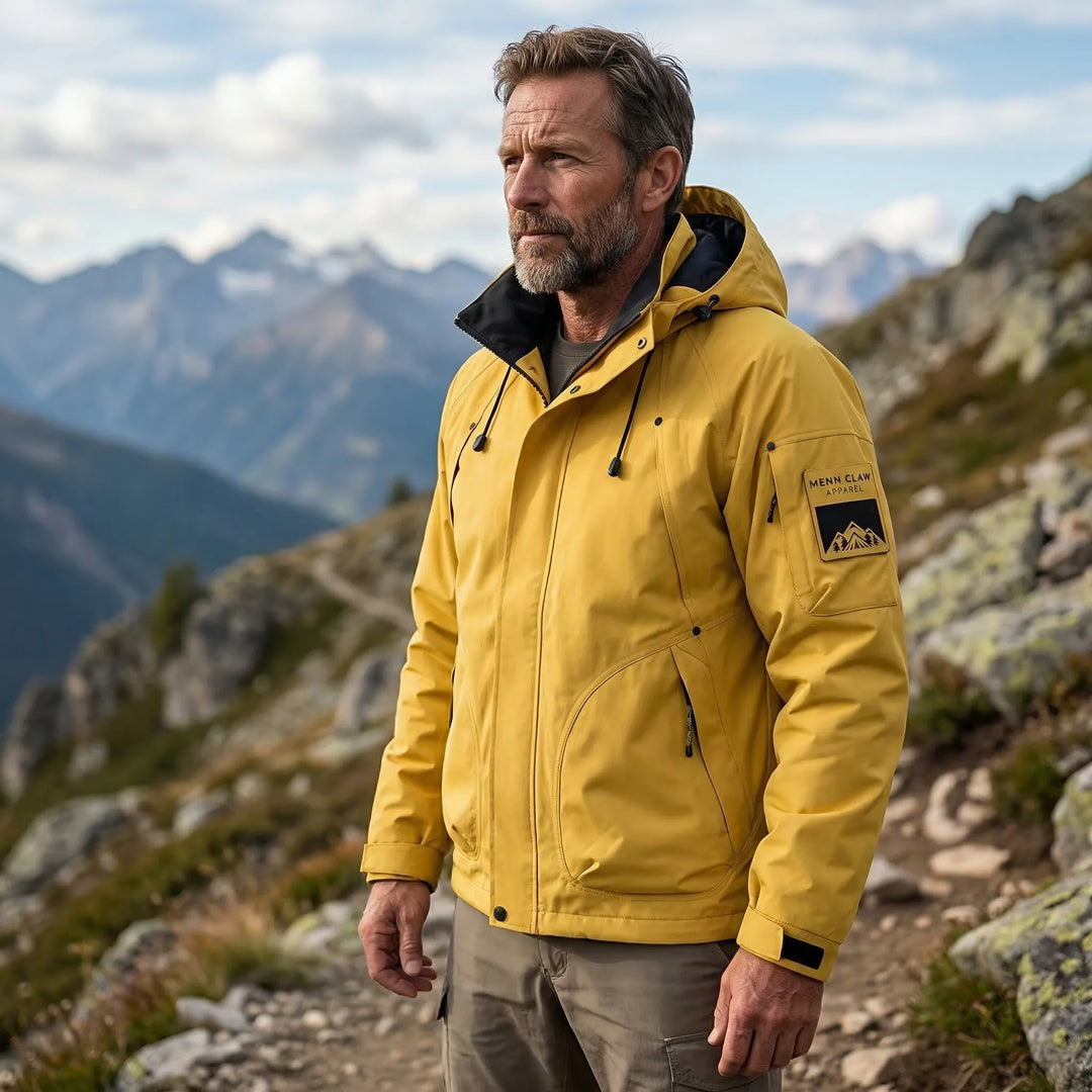 Men's lightweight hooded softshell outdoor jacket. Ideal windbreaker for hiking & camping adventures.