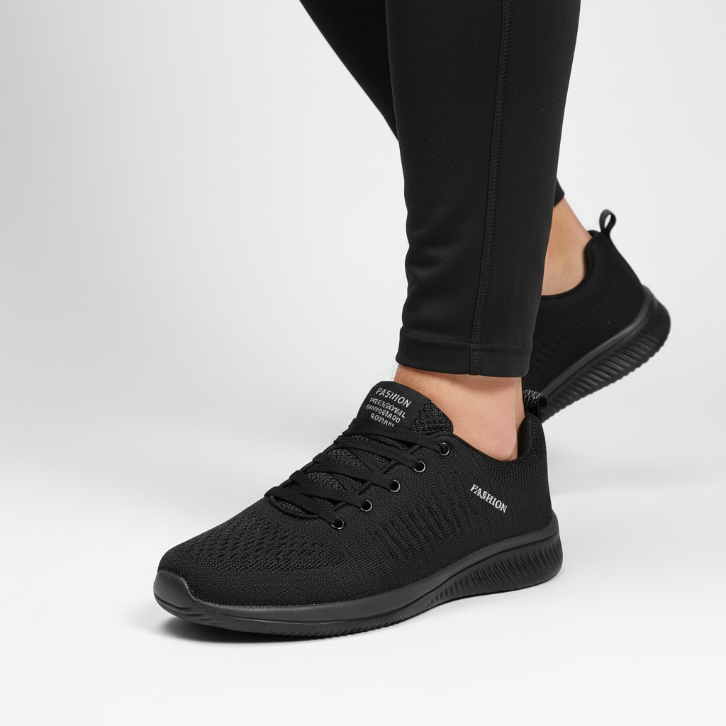 Breathable knit men's running shoes, offering lightweight comfort & supportive fit for daily runs.