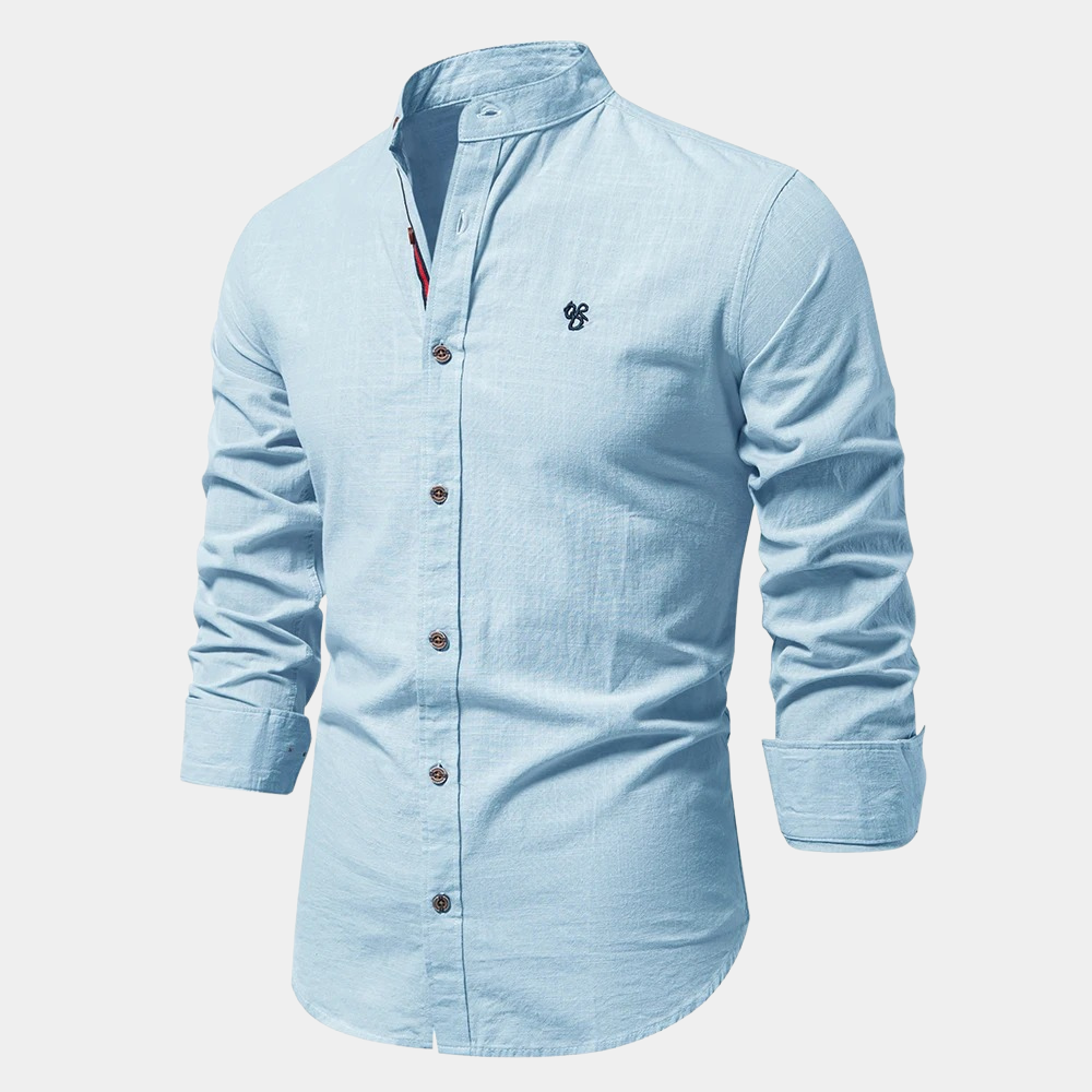 Men's summer long-sleeve shirt, lightweight & breathable, great for beach trips or warm evening events.