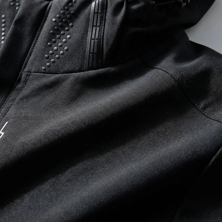 Lightweight men's full zip hooded windbreaker, packable & water repellent, perfect casual jacket for travel.