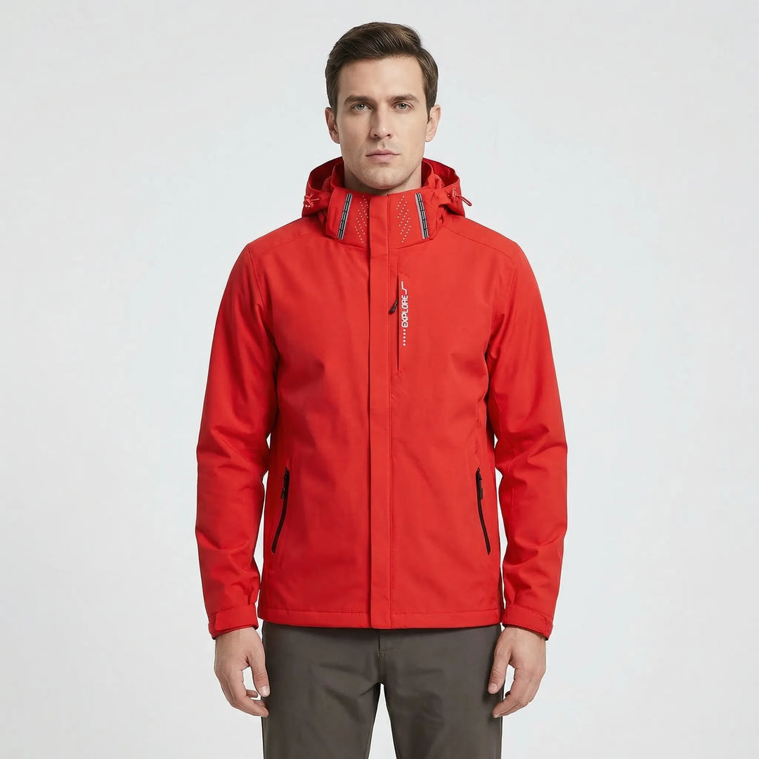 Casual men's hooded windbreaker jacket, lightweight, water repellent & packable, a versatile full zip spring jacket.