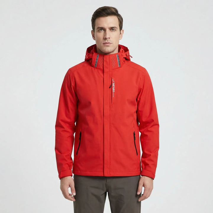 Casual men's hooded windbreaker jacket, lightweight, water repellent & packable, a versatile full zip spring jacket.