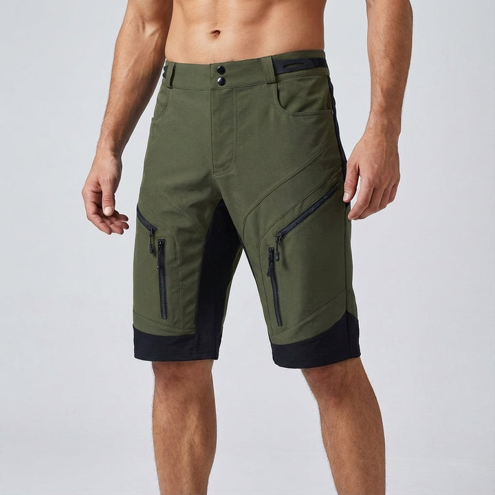 Versatile men's active shorts, lightweight performance wear with zipper pockets for running & workouts.