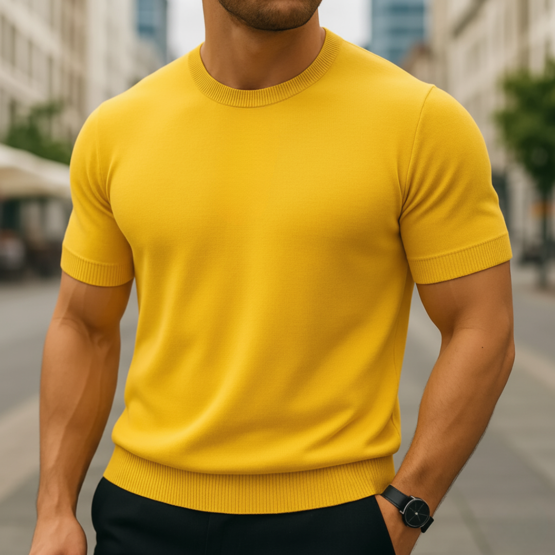 Men's lightweight short sleeve knit sweater. Perfect for casual everyday wear, spring, and summer fashion.