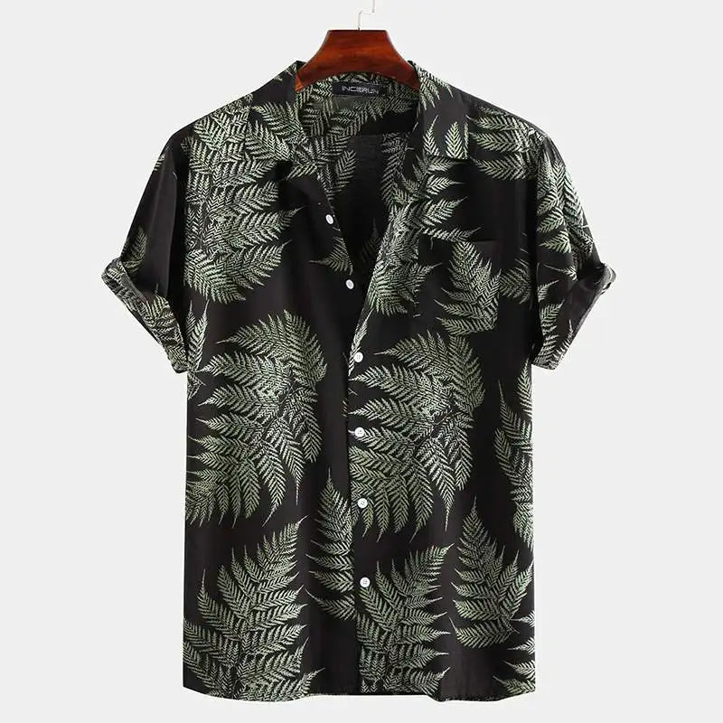 Lightweight & breathable men's tropical summer shirt, ideal casual wear for hot weather and holidays.