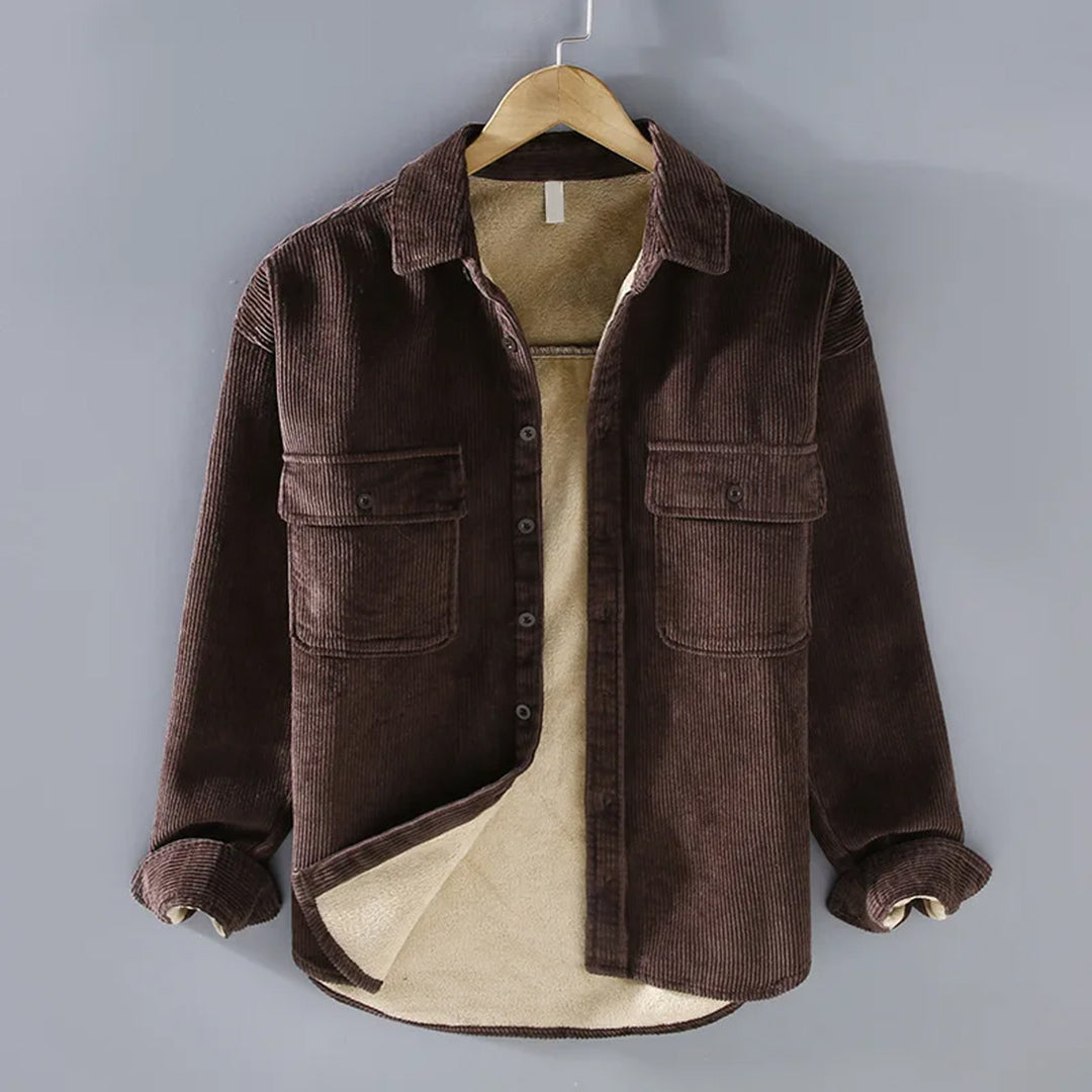 Men's warm lined corduroy jacket, providing extra comfort & style. Ideal for fall & winter outerwear.