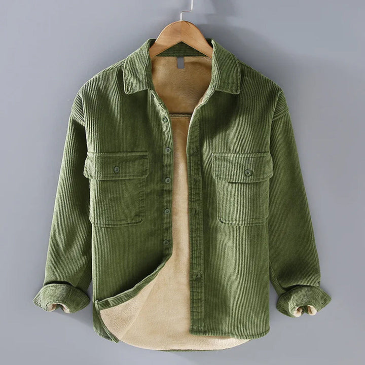 Casual men's corduroy zipper jacket, perfect for autumn & winter fashion. Classic, durable, textured.