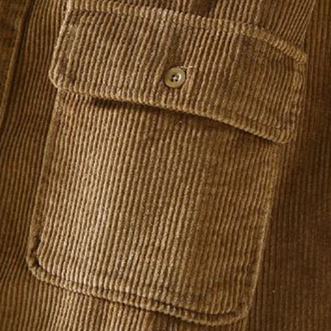 Classic men's textured corduroy jacket, stylish & versatile. Great for autumn casual fashion.