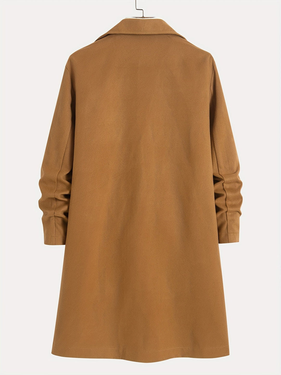 Men's single-breasted lapel overcoat, knee-length, offering sophisticated style for daily wear.