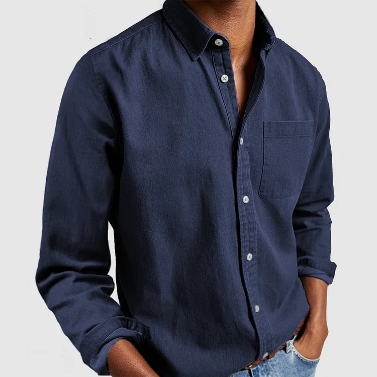 Men's long sleeve button-down casual shirt, perfect for everyday style & versatile fashion.