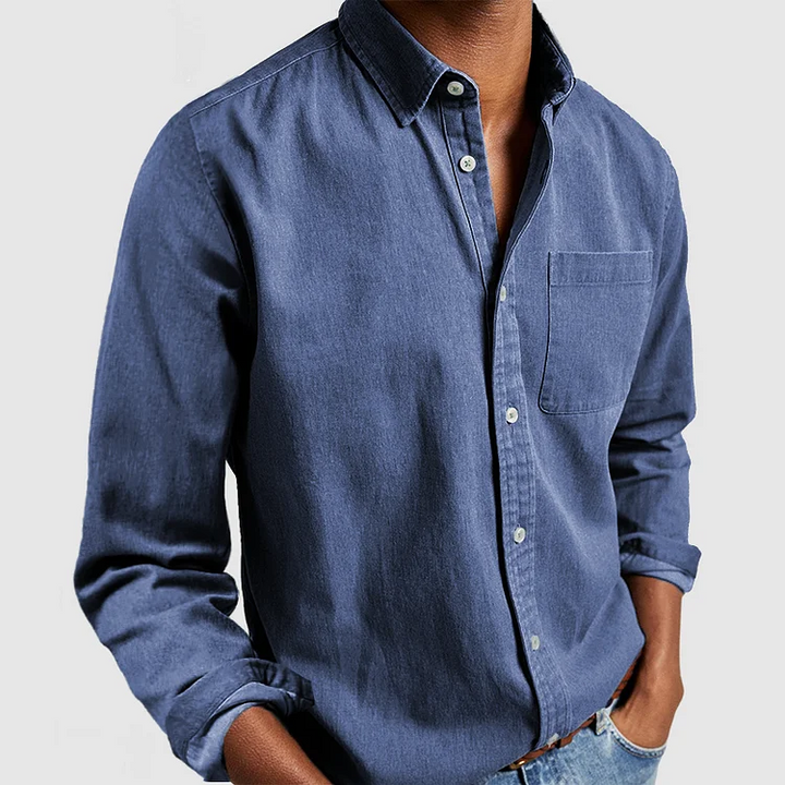 Stylish men's long sleeve shirt, button-down design for versatile casual and office outfits.