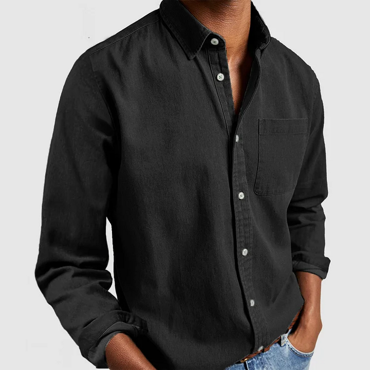 Versatile men's fashion: long sleeve button-down casual shirt, great for any occasion.