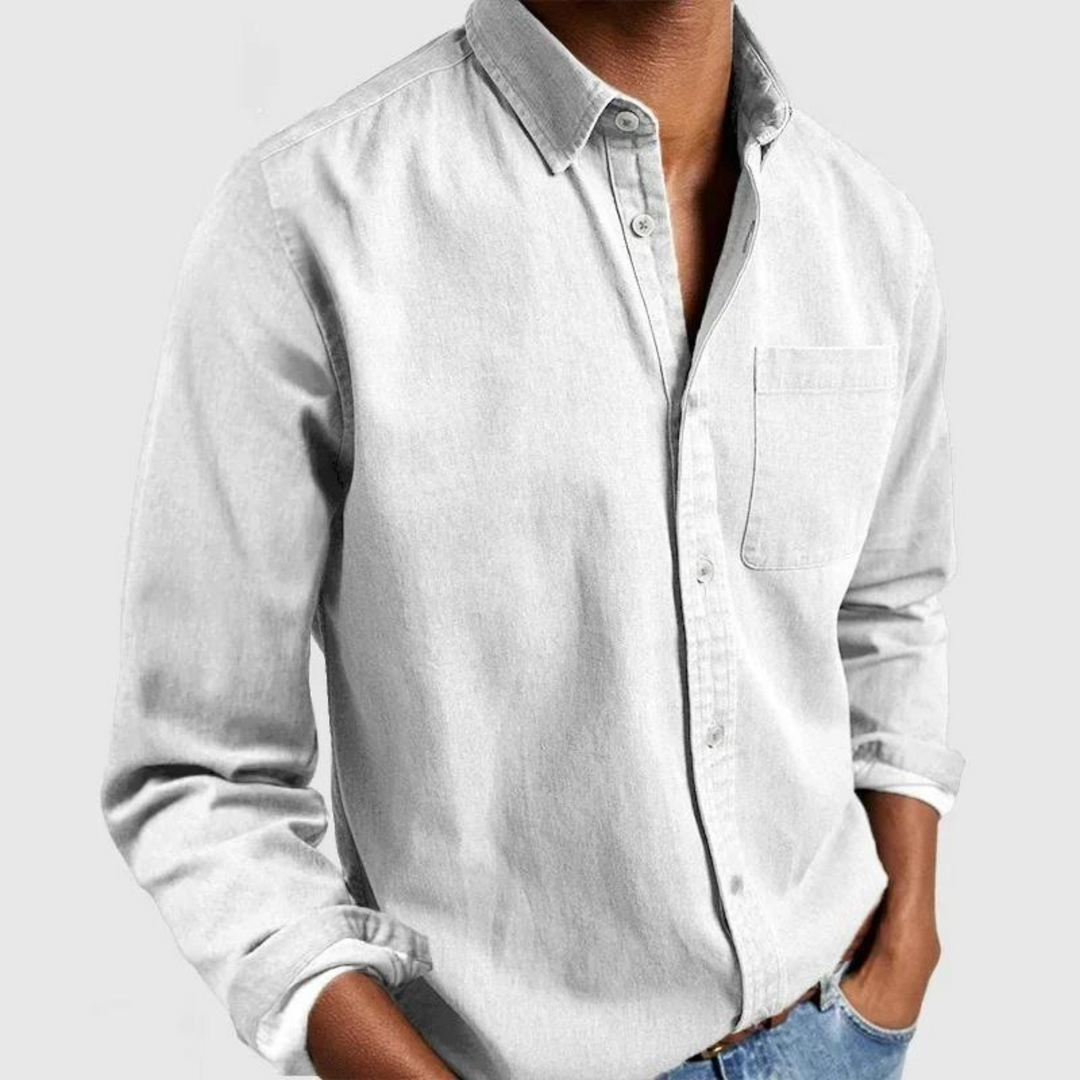 Comfortable men's long sleeve casual shirt, button-down style for a timeless look.