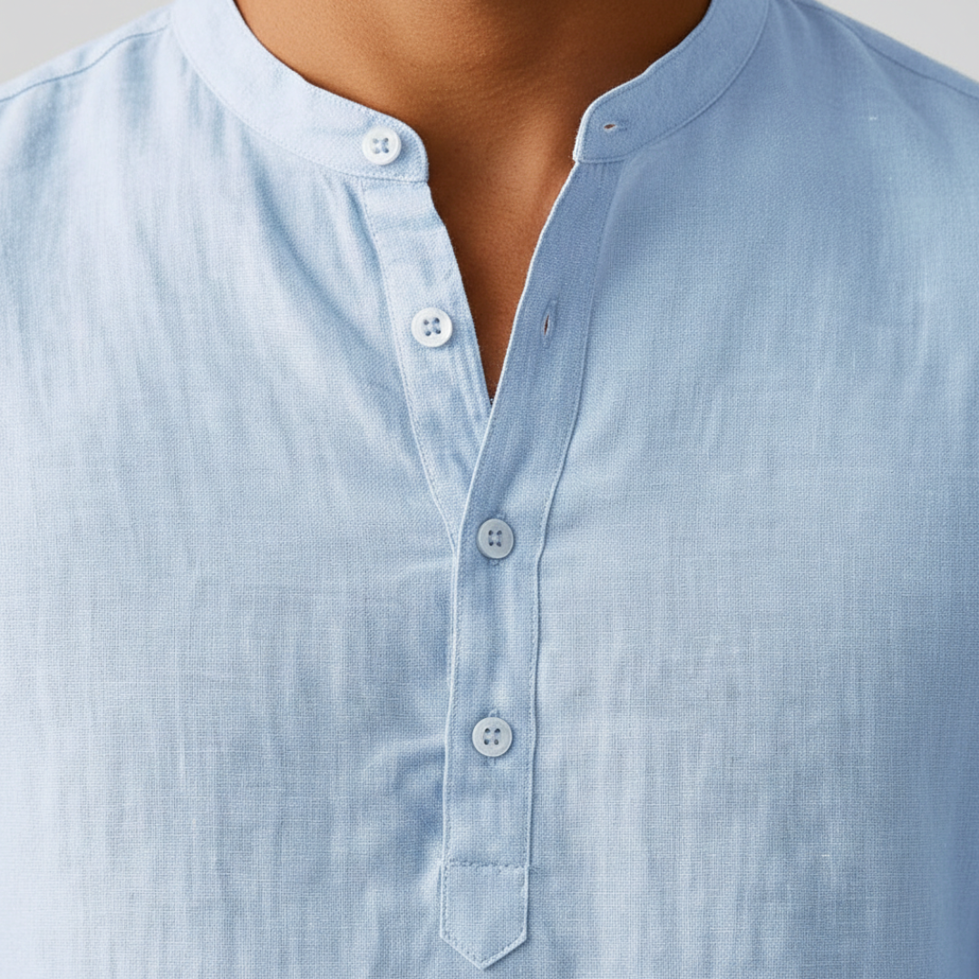 Versatile men's long sleeve henley shirt, a casual essential for everyday wear and relaxed fashion.