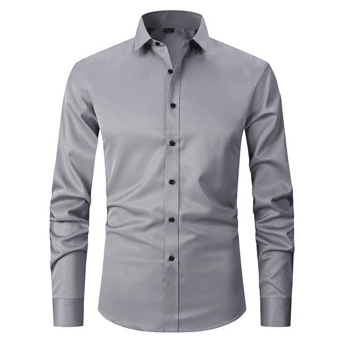 Comfortable & stylish men's stretch long sleeve dress shirt, perfect for formal events and office professionalism.