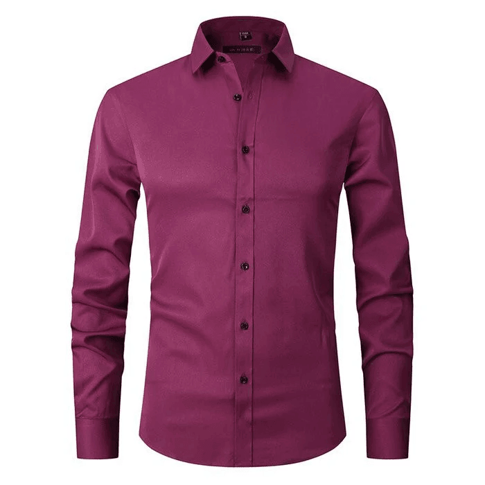 Durable men's stretch workwear shirt, long sleeve button-up design for professional office and business attire.