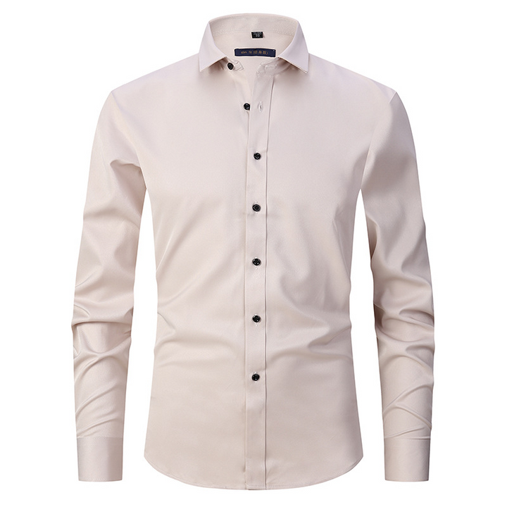 Men's long sleeve stretch dress shirt for business, a professional button-up for formal and casual office wear.