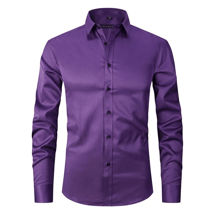 Versatile men's long sleeve stretch business shirt for formal wear, office, or smart casual events.