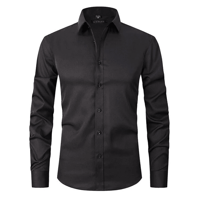 Men's long sleeve button-up stretch dress shirt, a comfortable & professional choice for office and events.