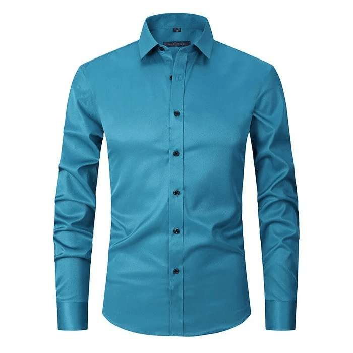 Stretch-fit men's professional long sleeve shirt, comfortable button-up for everyday business wear.