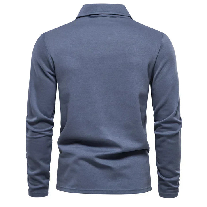 Carlton men's long-sleeve polo, turn-down collar & button placket. Classic design for casual or smart casual wear.