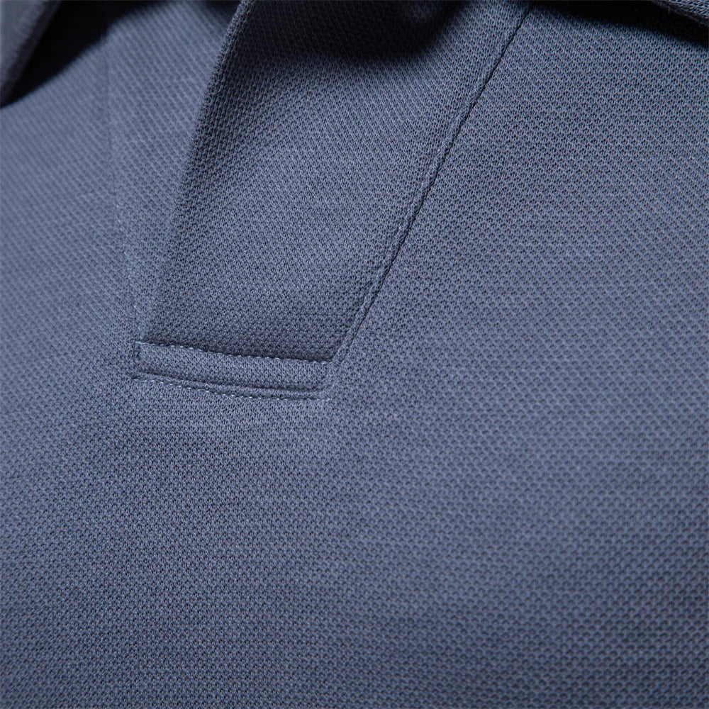 Comfortable men's long-sleeve polo shirt, turn-down collar. Classic design for versatile wear & layering.