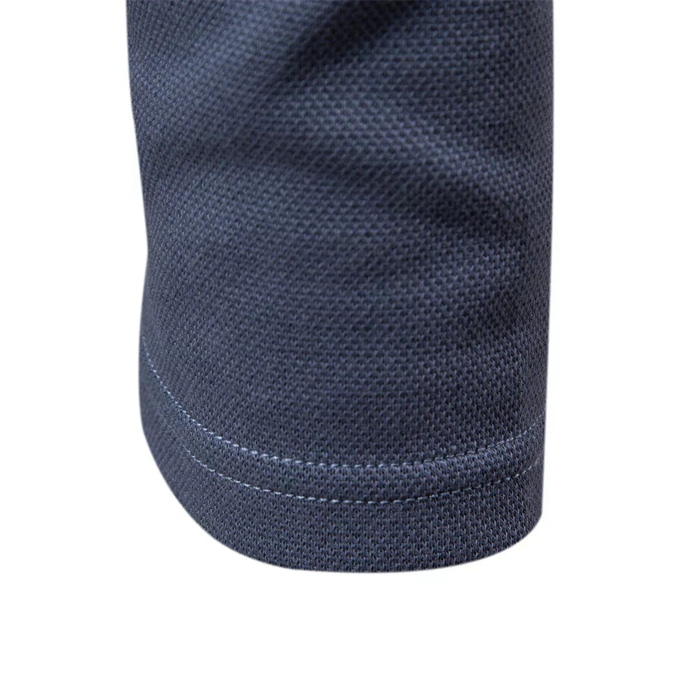 Men's Carlton long-sleeve collared polo shirt with turn-down collar and buttoned placket. Smart casual.
