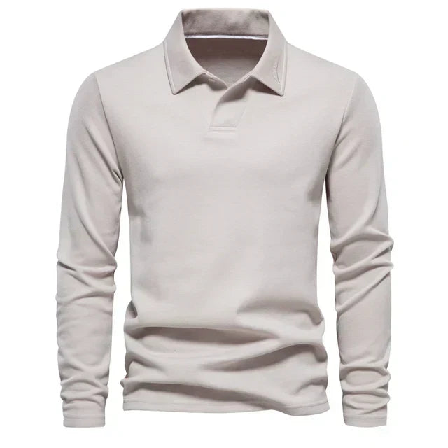 Turn-down collar men's long-sleeve polo, Carlton. Everyday comfort, smart casual collared shirt.