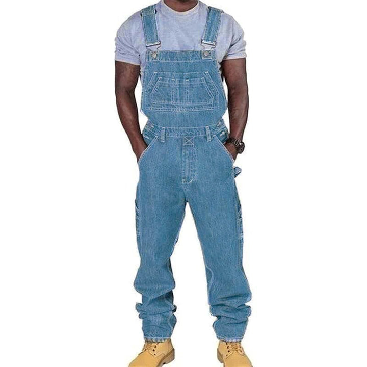 Rugged men's bib overalls, designed for durable workwear and outdoor tasks with functional multi-pockets.