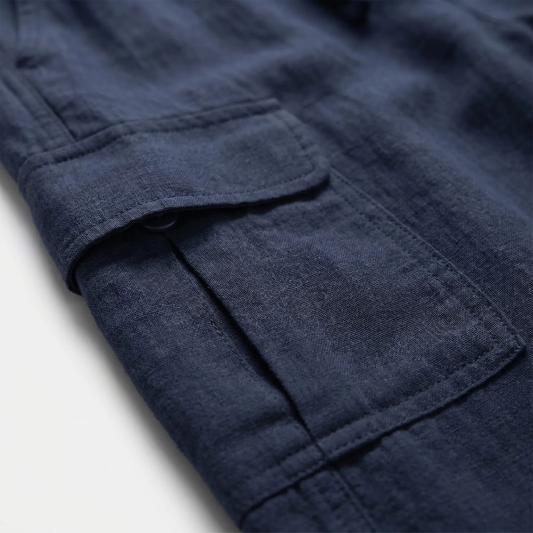 Comfortable men's loose fit cargo pants with adjustable drawstring waist for casual style.