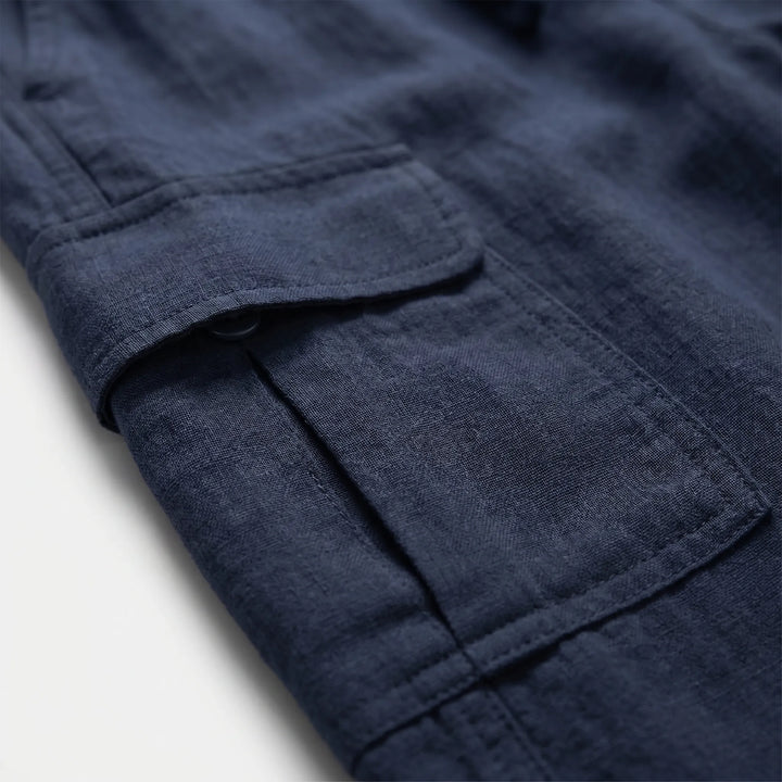 Comfortable men's loose fit cargo pants with adjustable drawstring waist for casual style.