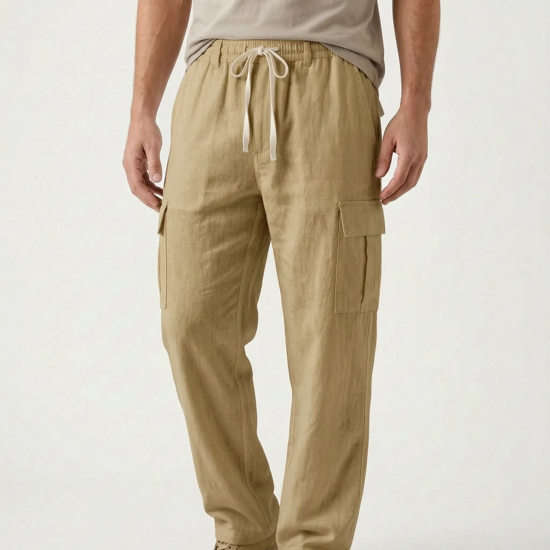 Versatile men's loose straight leg cargo pants, durable for daily wear and outdoor activities.