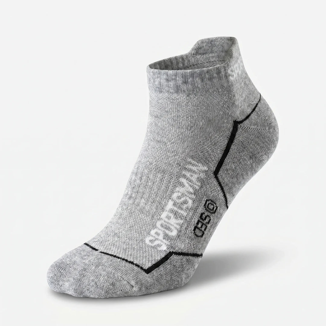 Cushioned men's low-cut athletic socks for ultimate comfort during running and gym workouts.