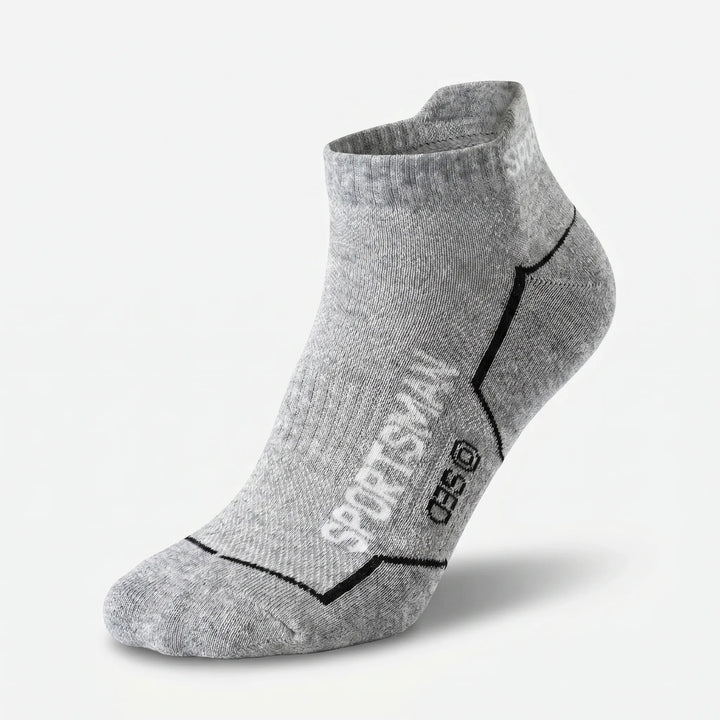Cushioned men's low-cut athletic socks for ultimate comfort during running and gym workouts.