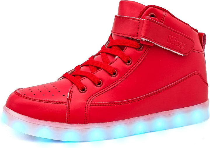 Men's LumaBoost LED sneakers, rechargeable light-up shoes for dynamic party wear.