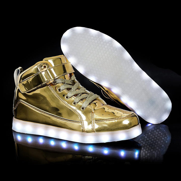 Explore men's LumaBoost light-up sneakers, rechargeable LED shoes for modern festivalgoers.