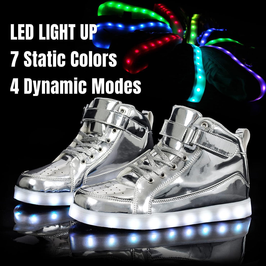 Sleek men's LumaBoost LED sneakers, rechargeable light-up athletic shoes for modern men.