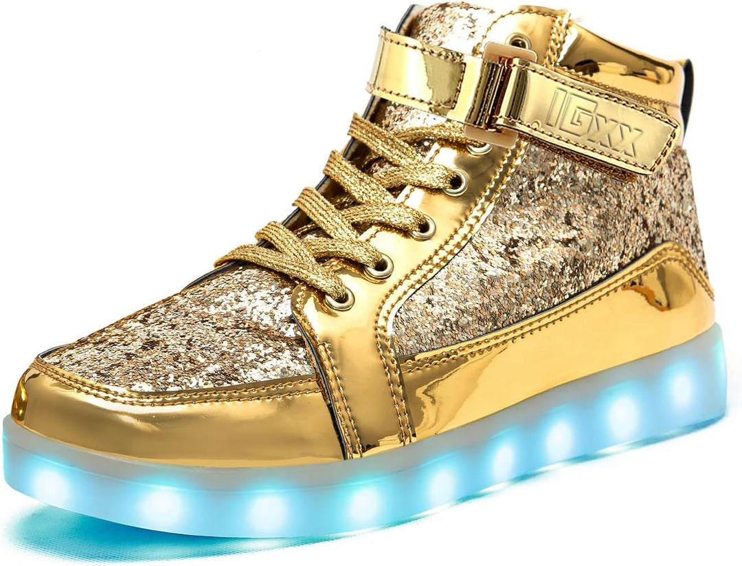 Step into style with men's LumaBoost LED sneakers, rechargeable light-up party shoes.