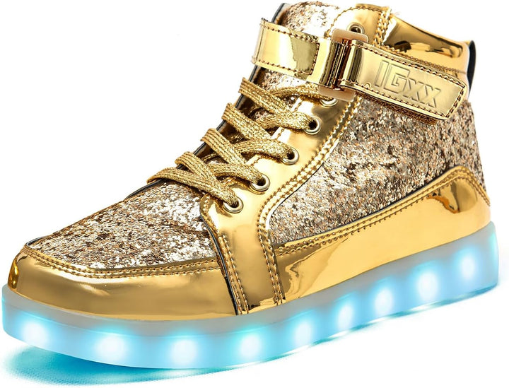 Step into style with men's LumaBoost LED sneakers, rechargeable light-up party shoes.