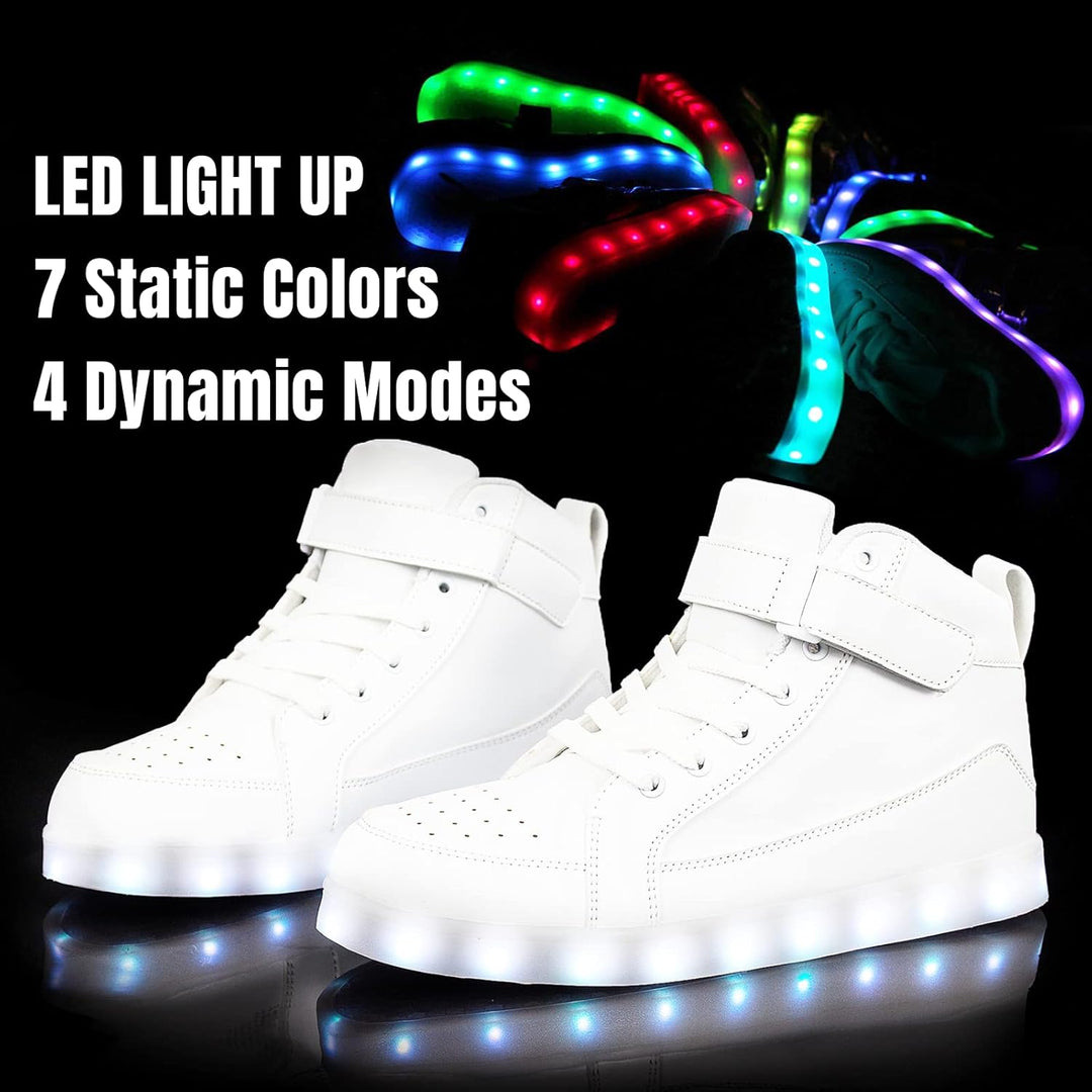 Stylish men's LumaBoost LED sneakers, rechargeable light-up athletic shoes, modern design.