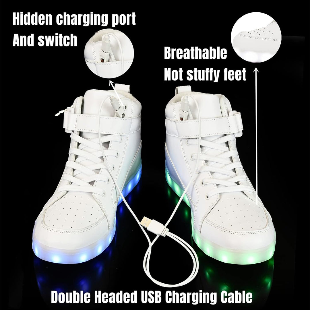 Rechargeable men's LumaBoost LED shoes, glowing light-up sneakers for urban fashion.