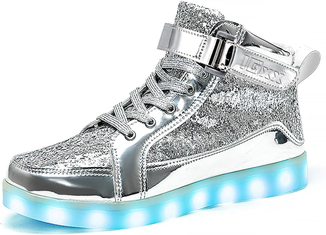 Performance men's LumaBoost LED sneakers, rechargeable light-up athletic footwear.
