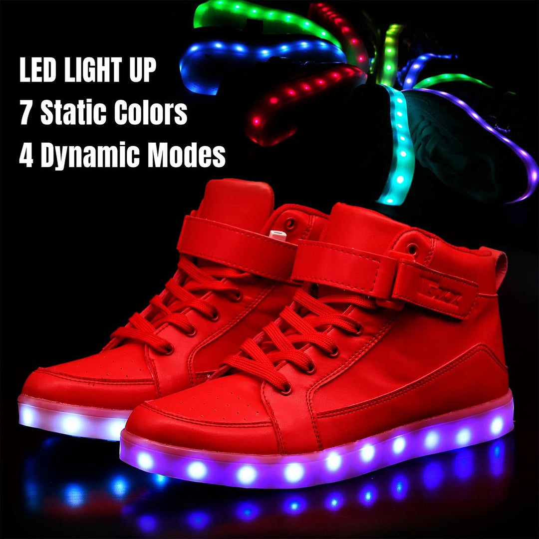 Rechargeable LumaBoost LED sneakers for men, stylish light-up shoes perfect for nightlife.