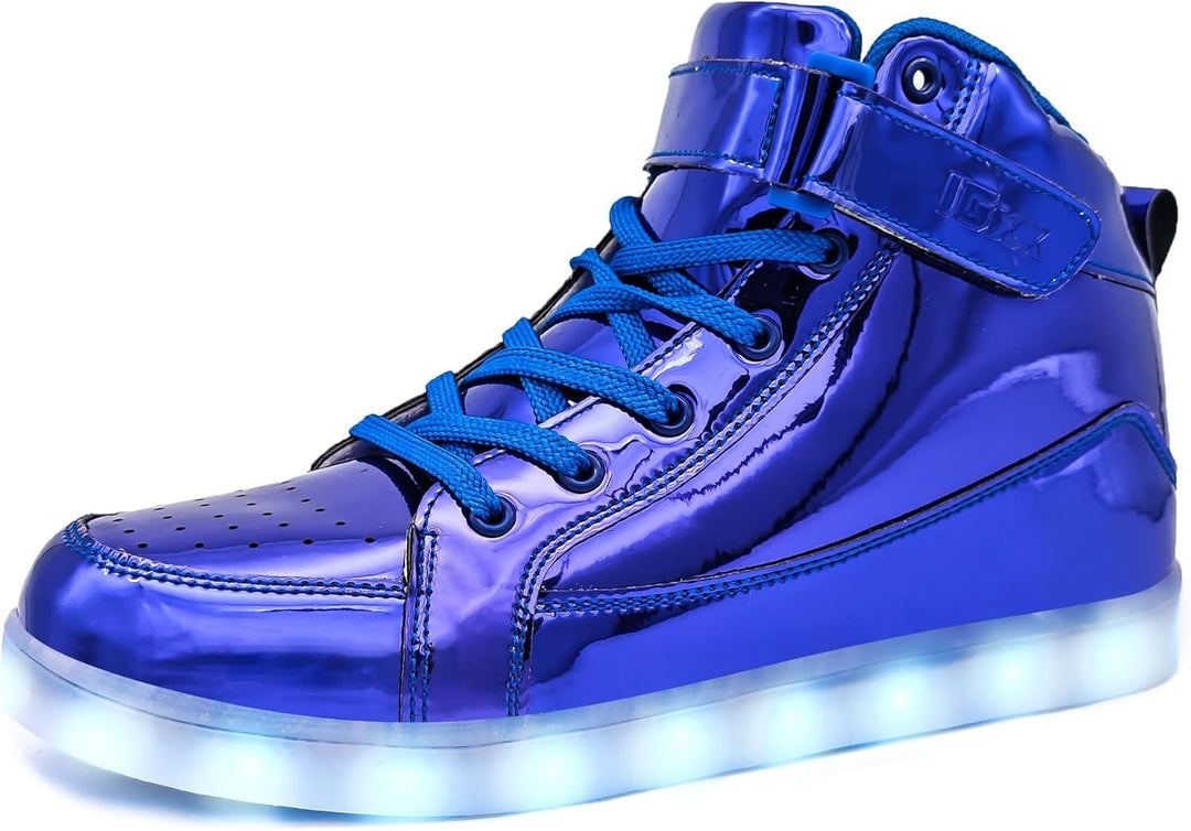 Men's LumaBoost glowing light-up shoes, rechargeable LED sneakers for unforgettable parties.
