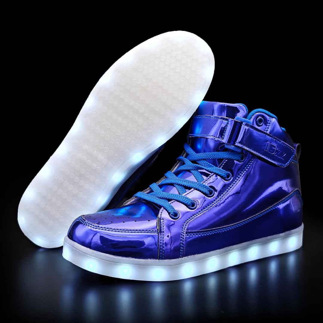 Trendy men's LumaBoost light-up shoes, rechargeable LED sneakers for unique party vibes.