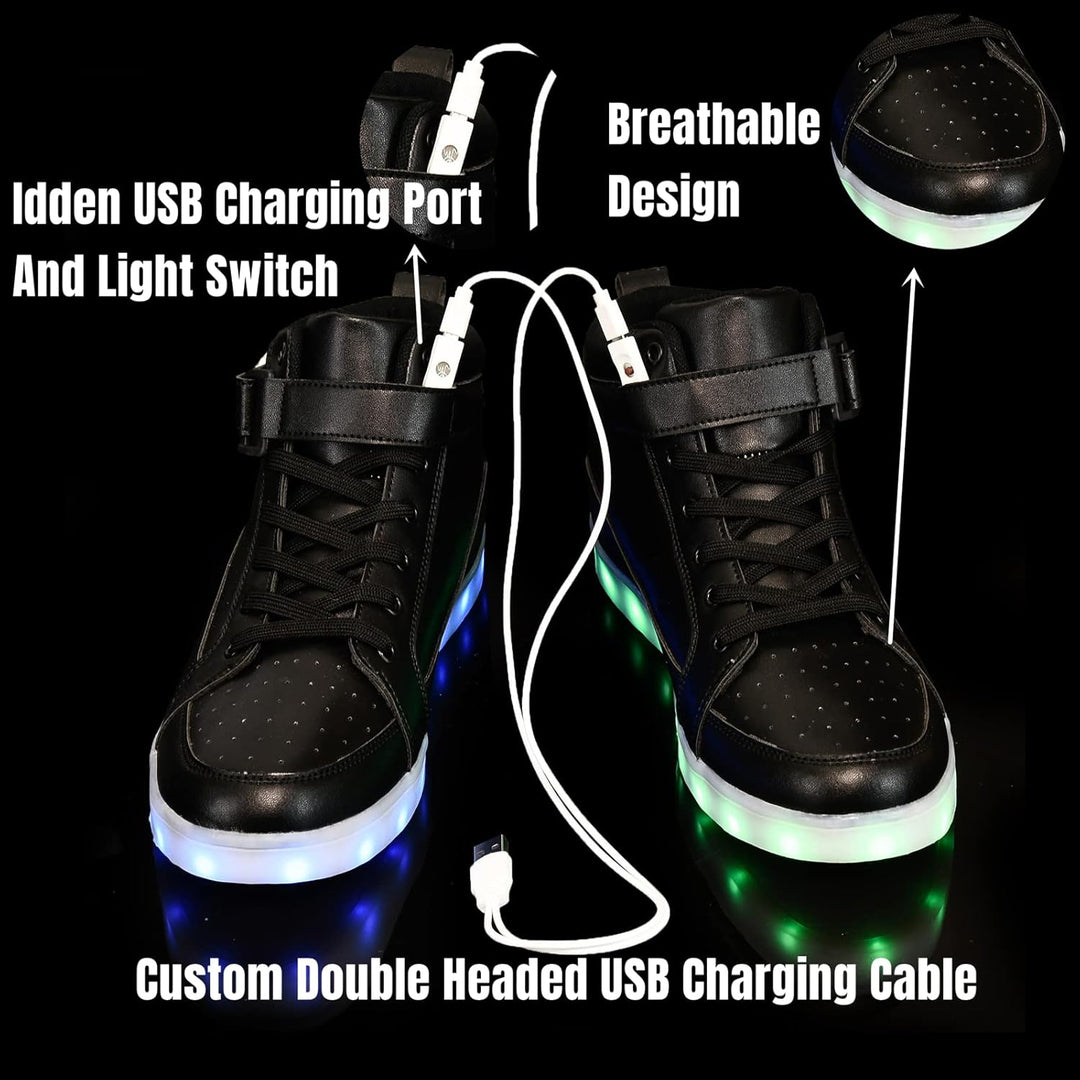 Men's LumaBoost LED fashion sneakers, rechargeable light-up shoes, bold and bright.